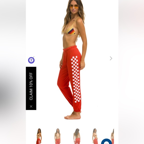 Aviator Nation Red/White Checkered Sweatpants - Picture 2 of 8